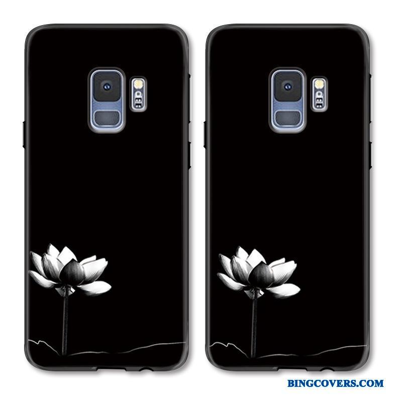 Samsung Galaxy S9+ Hvid Simple Telefon Etui Kunst Cover Relief Hængende Ornamenter