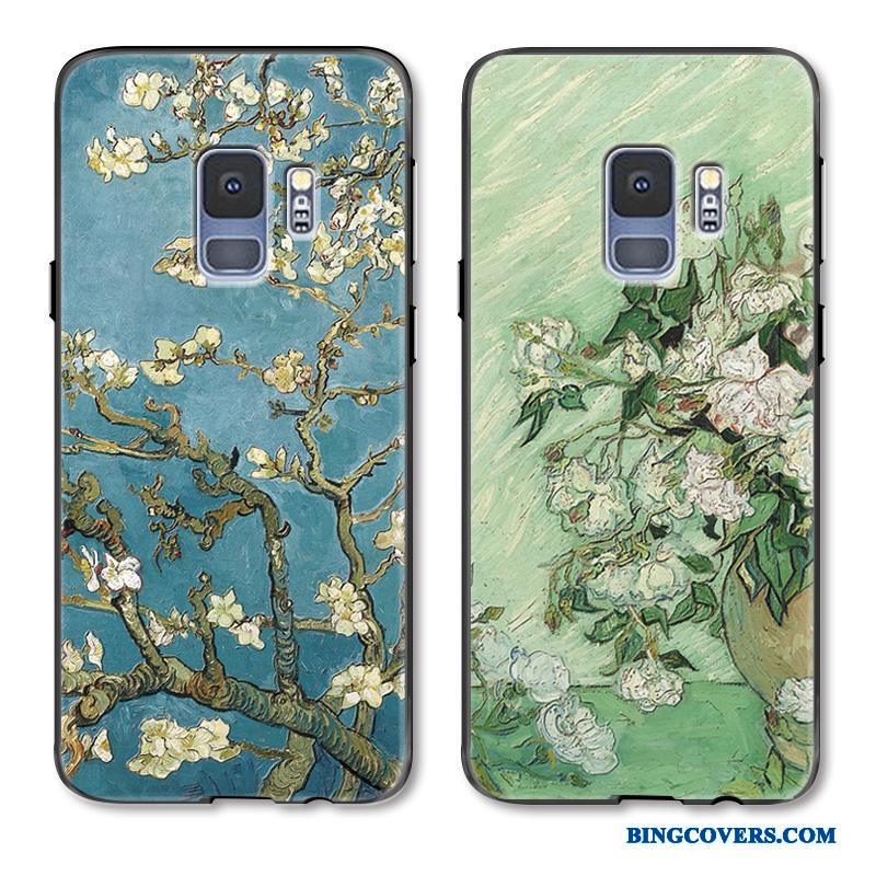 Samsung Galaxy S9 Høj Luksus Blomster Grøn Silikone Hængende Ornamenter Telefon Etui