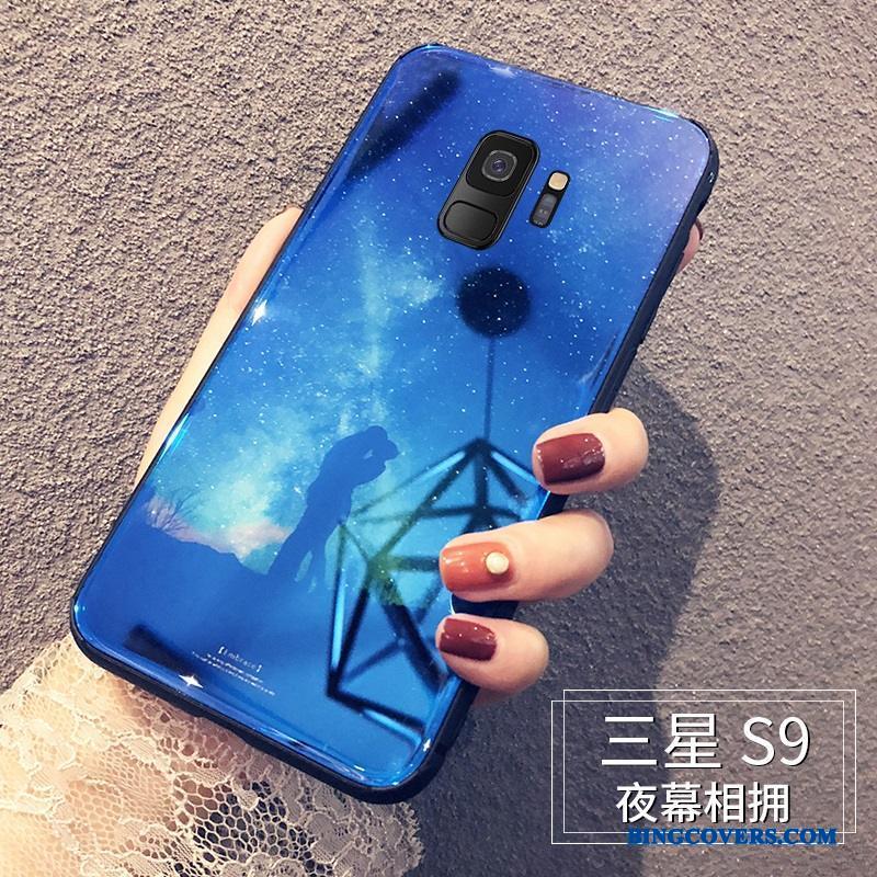Samsung Galaxy S9 Stjerne Glas Trendy Blå Silikone Af Personlighed Telefon Etui