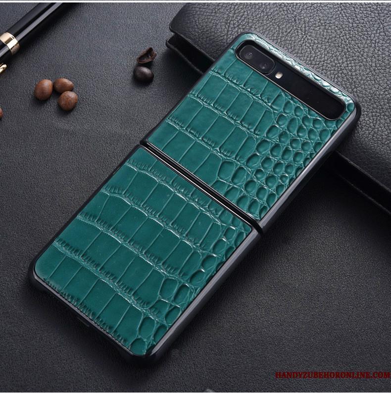 Samsung Z Flip Etui Lædertaske Beskyttelse Mobiltelefon Anti-fald Stjerne Cover Grøn