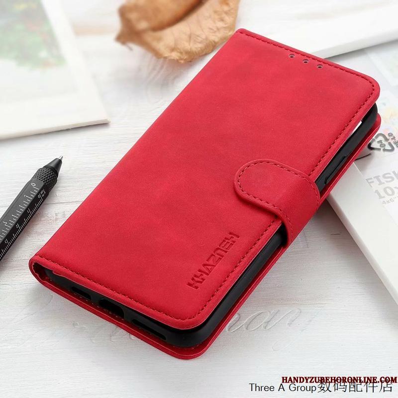 Sony Xperia 1 Ii Telefon Etui Rød Kort Vintage Lædertaske Nubuck Anti-fald