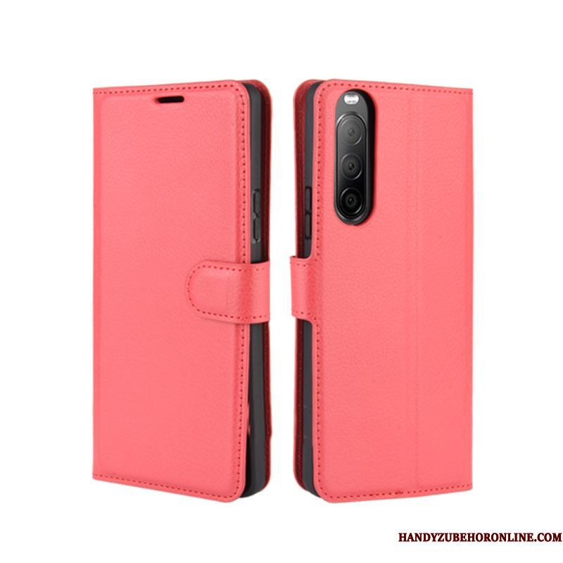 Sony Xperia 10 Ii Beskyttelse Lædertaske Anti-fald Cover Mobiltelefon Rød Telefon Etui