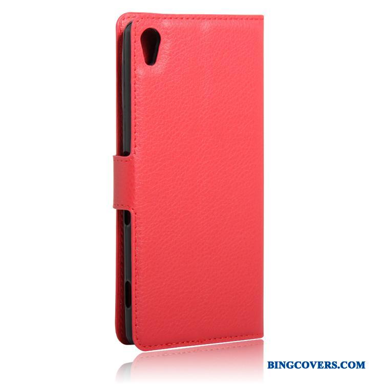Sony Xperia Xa Telefon Etui Lædertaske Mobiltelefon Tegnebog Cover Beskyttelse Rød