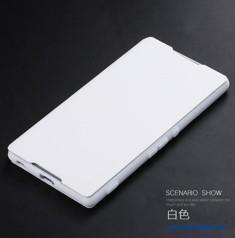 Sony Xperia Z3+ Etui Tynd Mobiltelefon Lædertaske Simple Hvid Clamshell Alt Inklusive