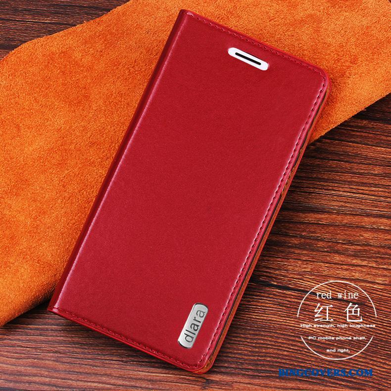 Sony Xperia Z3+ Lædertaske Beskyttelse Rød Holdbar Etui Clamshell Mobiltelefon