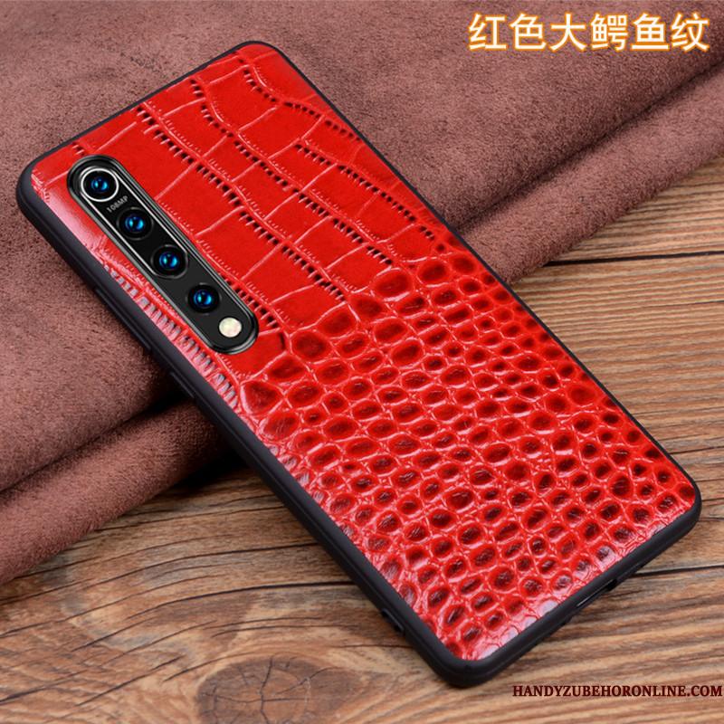 Xiaomi Mi 10 Etui Tynd Lædertaske Lille Sektion Ægte Læder Anti-fald Af Personlighed Rød
