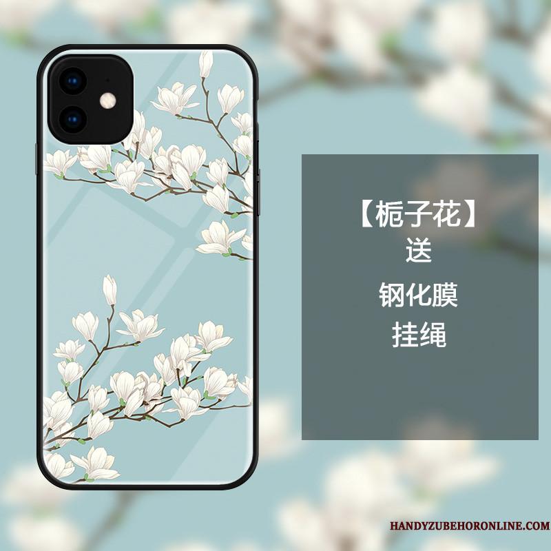 iPhone 11 Etui Anti-fald Cover Alt Inklusive Blå Blomster Hængende Ornamenter Beskyttelse