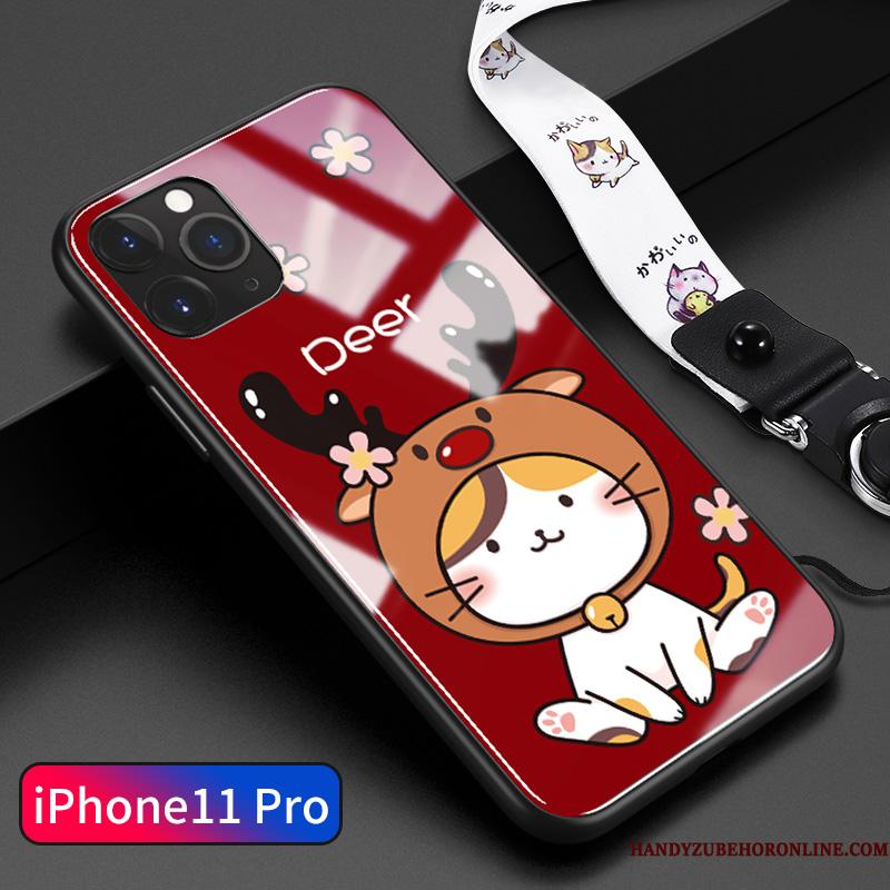 iPhone 11 Pro Beskyttelse Glas Cartoon Net Red Smuk Telefon Etui Alt Inklusive
