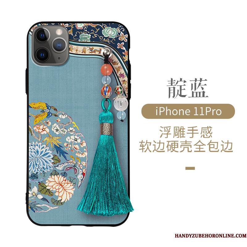 iPhone 11 Pro Kinesisk Stil Vind Palads Etui Alt Inklusive Af Personlighed Blå