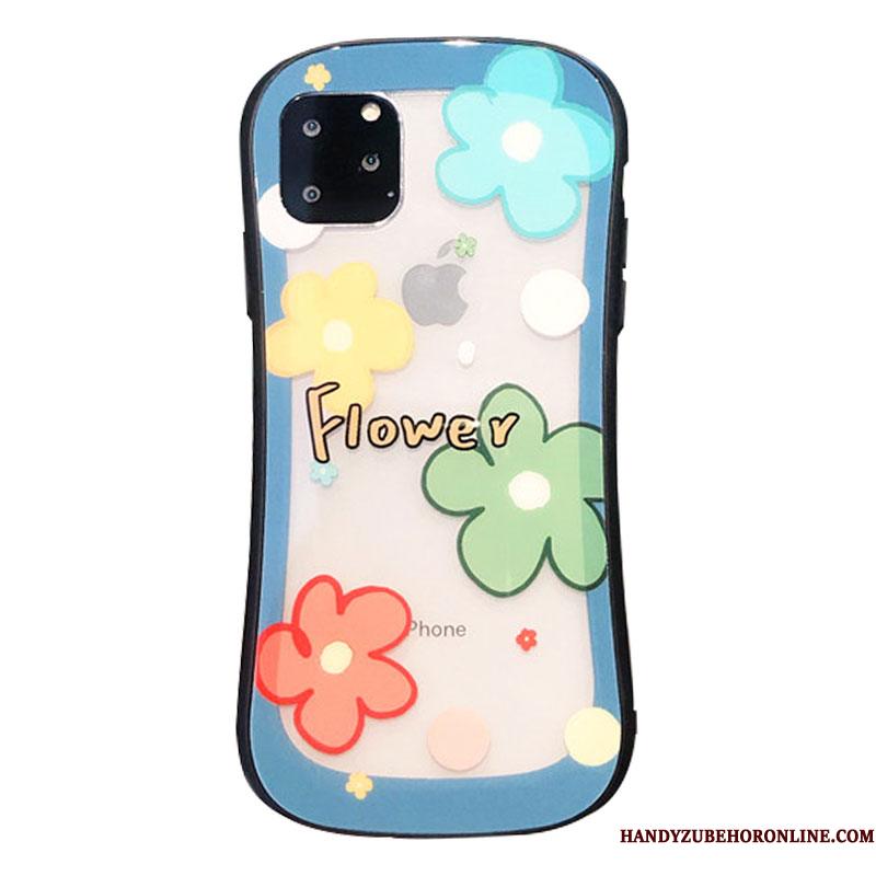 iPhone 11 Pro Max Glas Anti-fald Cover Spejl Lille Sektion Blomster Telefon Etui