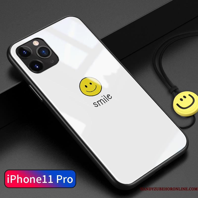 iPhone 11 Pro Telefon Etui Alt Inklusive Simple Anti-fald Hvid Tynd Smiley