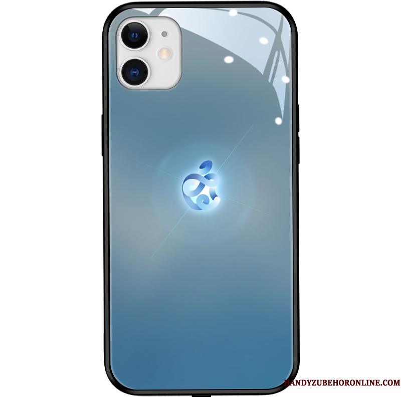 iPhone 12 Mini Beskyttelse Cover Glas Bagdæksel Telefon Etui Blå Mode