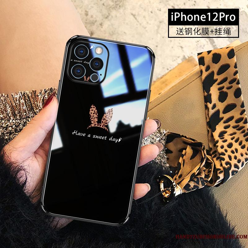 iPhone 12 Pro Etui Hængende Ornamenter Cover Leopard Sort Kanin Mode Alt Inklusive