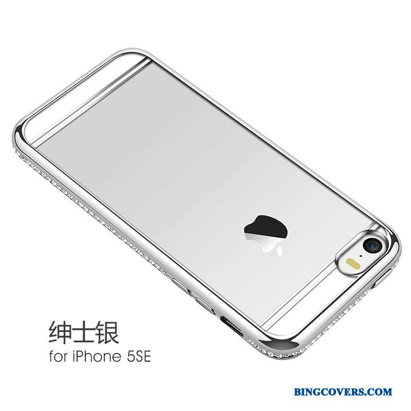 iPhone 5/5s Beskyttelse Telefon Etui Trend Strass Silikone Luksus Sølv