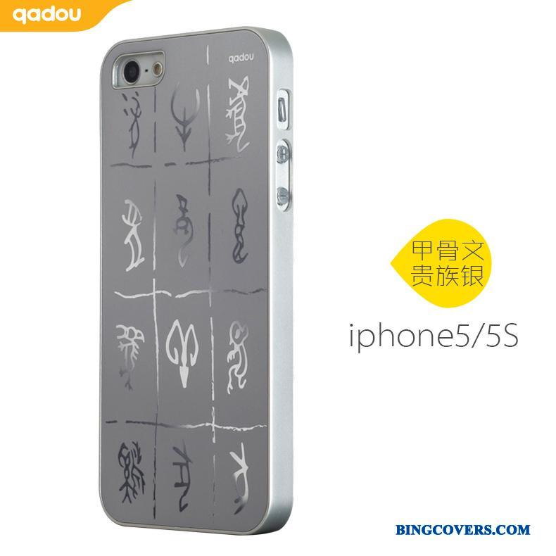 iPhone 5/5s Etui Anti-fald Mobiltelefon Beskyttelse Metal Kreativ Hård Sølv