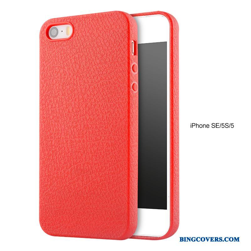 iPhone 5/5s Etui Cover Gennemsigtig Beskyttelse Anti-fald Rød Blød Ny