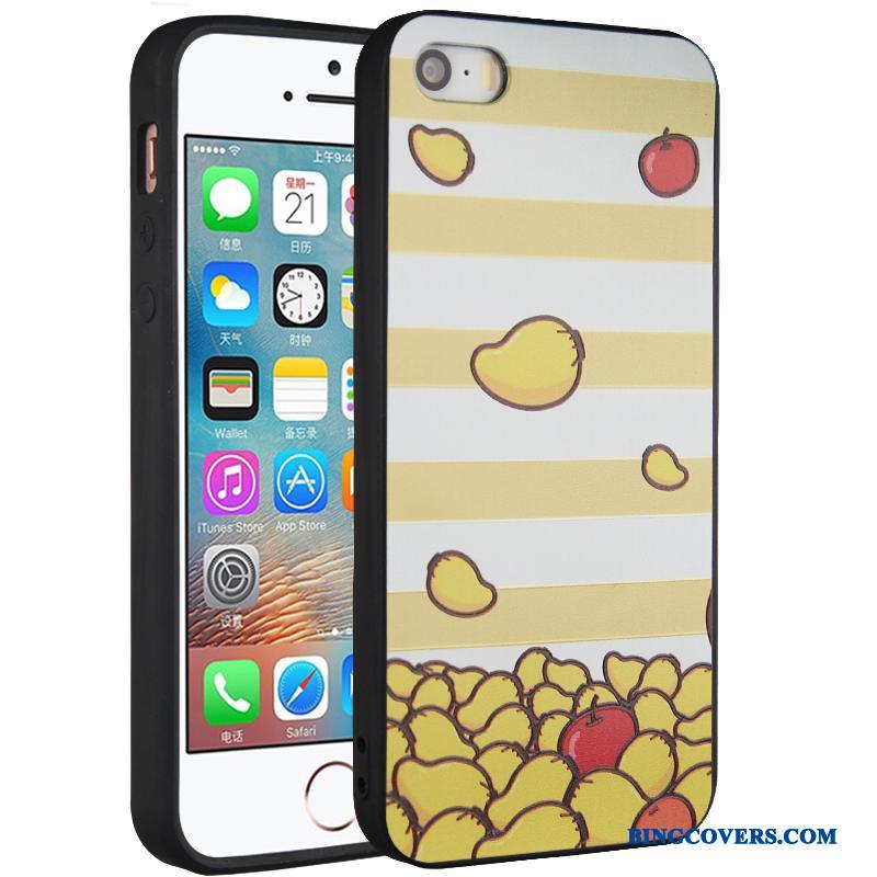 iPhone 5/5s Etui Silikone Gul Anti-fald Blød Cover Cartoon Kreativ