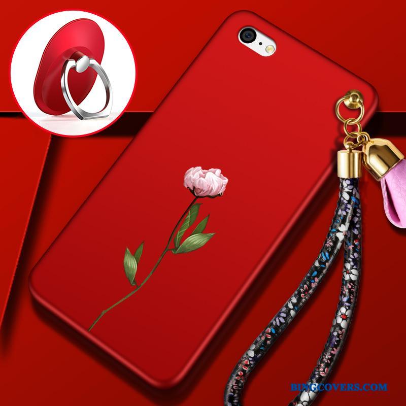 iPhone 5c Etui Anti-fald Rød Cover Nubuck Silikone Beskyttelse