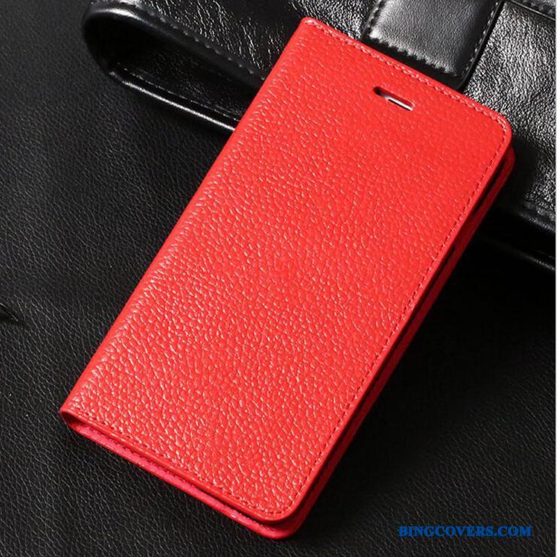iPhone 6/6s Etui Anti-fald Beskyttelse Ægte Læder Alt Inklusive Rød Lædertaske Business