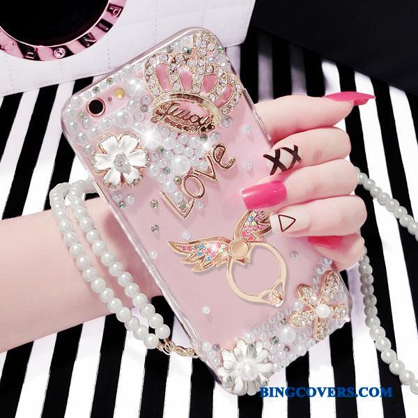 iPhone 6/6s Etui Strass Anti-fald Cover Lyserød Silikone Support Af Personlighed