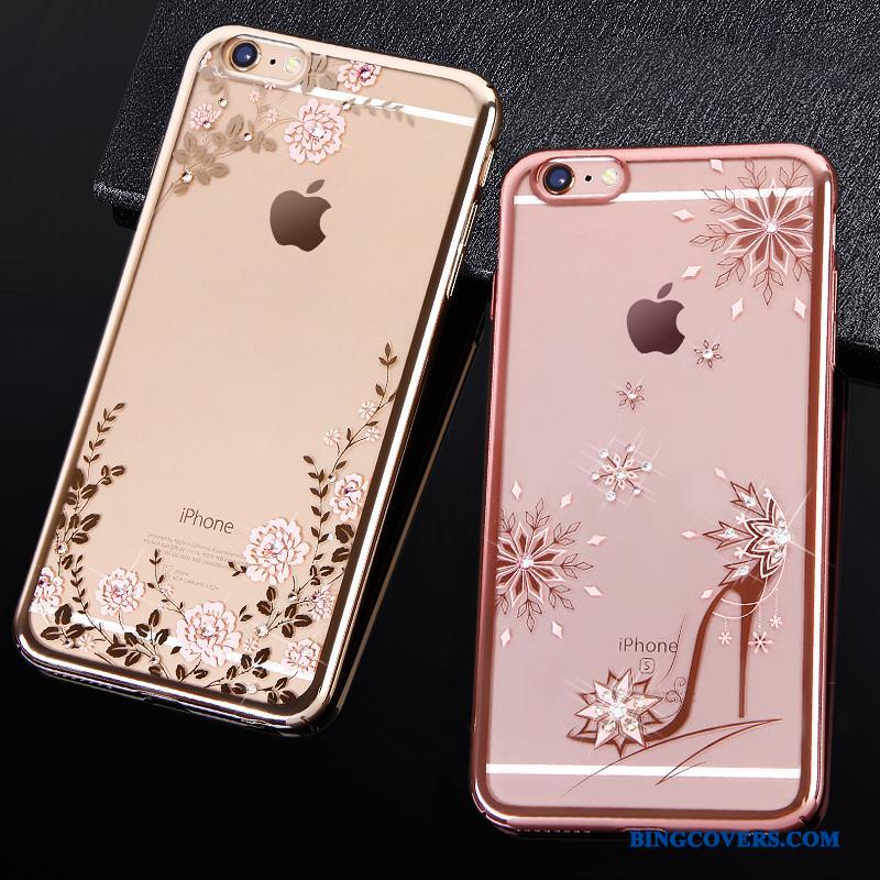 iPhone 6/6s Guld Strass Cover Luksus Gennemsigtig Telefon Etui Elegante
