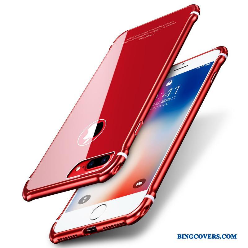 iPhone 6/6s Metal Anti-fald Cover Trend Glas Rød Telefon Etui