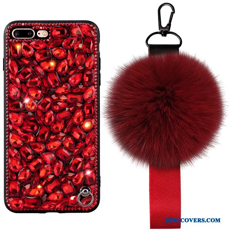 iPhone 6/6s Plus Etui Blød Hængende Ornamenter Silikone Alt Inklusive Rød Luksus Anti-fald