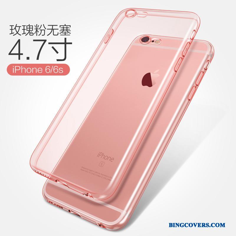 iPhone 6/6s Plus Lyserød Silikone Telefon Etui Beskyttelse Blød Anti-fald Gennemsigtig