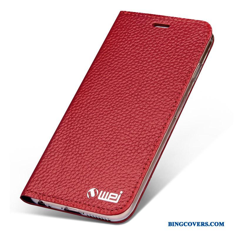 iPhone 6/6s Plus Lædertaske Cover Rød Mobiltelefon Telefon Etui
