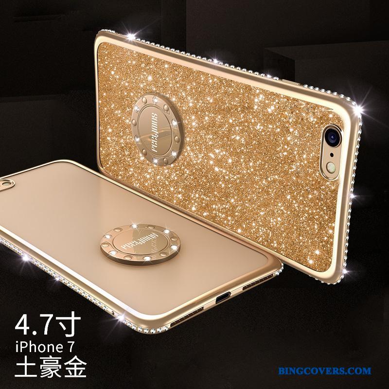 iPhone 7 Anti-fald Guld Elegante Silikone Telefon Etui Strass Trendy