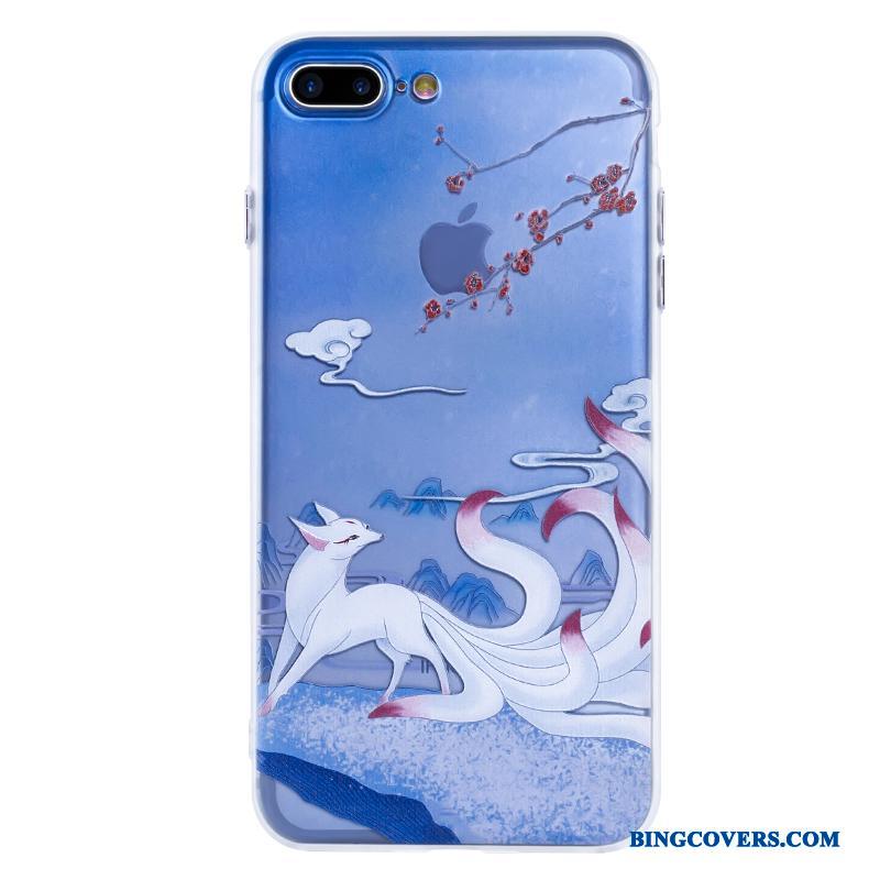 iPhone 7 Beskyttelse Kinesisk Stil Kunst Cover Telefon Etui Blå Original