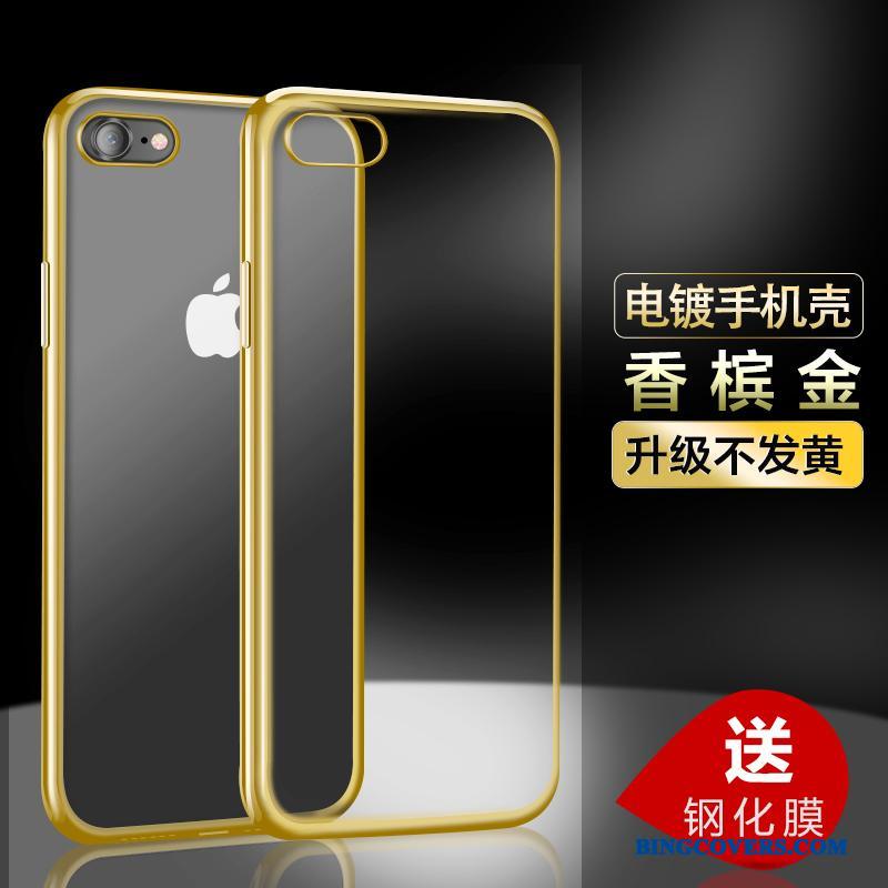 iPhone 7 Cover Gennemsigtig Ny Guld Anti-fald Telefon Etui Silikone