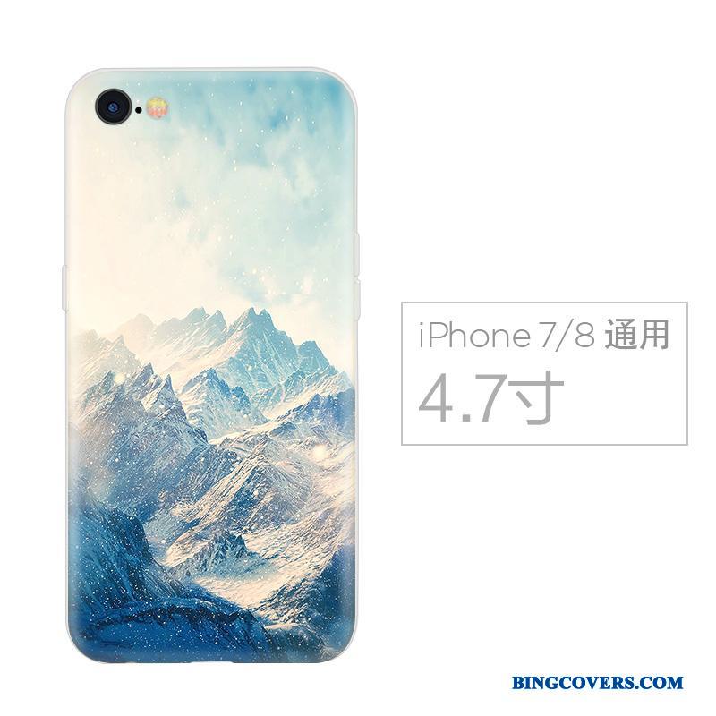 iPhone 7 Etui Kinesisk Stil Blå Blød Cover Af Personlighed Trend Anti-fald