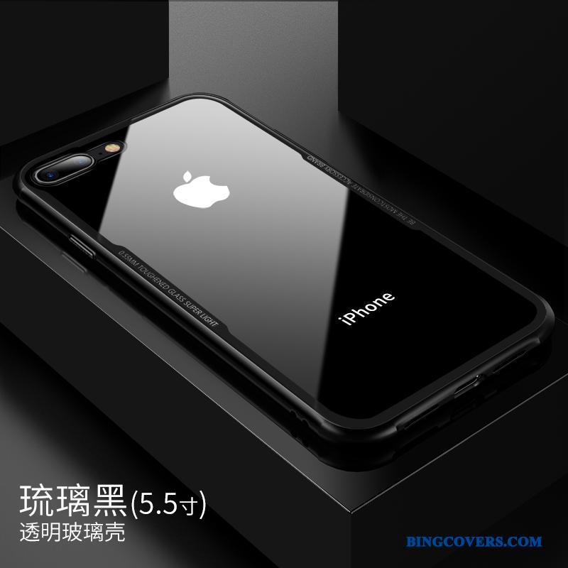 iPhone 7 Plus Etui Cover Gennemsigtig Anti-fald Sort Glas Beskyttelse Ny