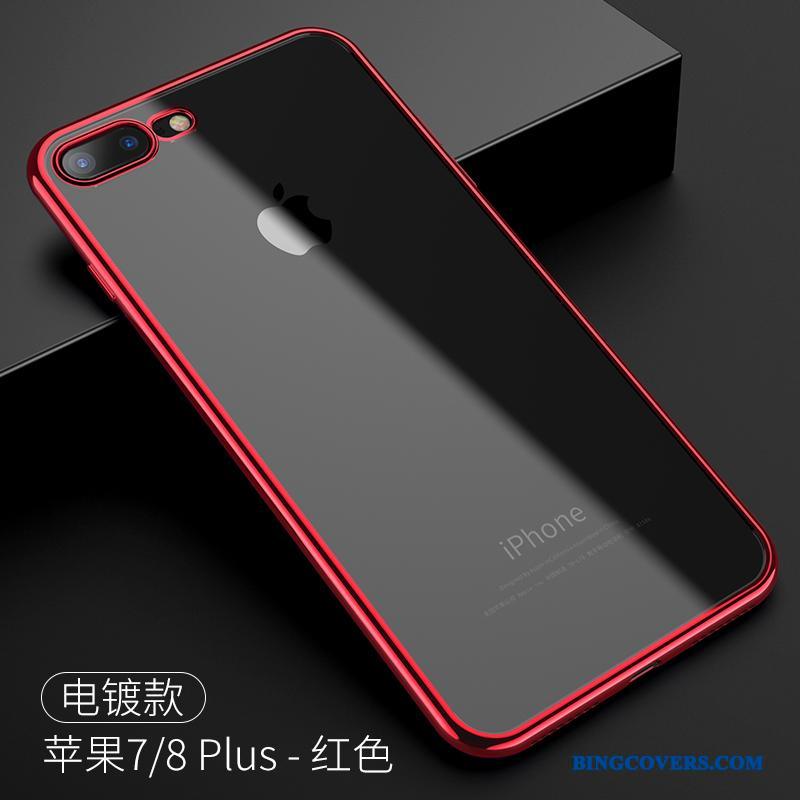 iPhone 7 Plus Gennemsigtig Anti-fald Rød Ny Silikone Telefon Etui Cover
