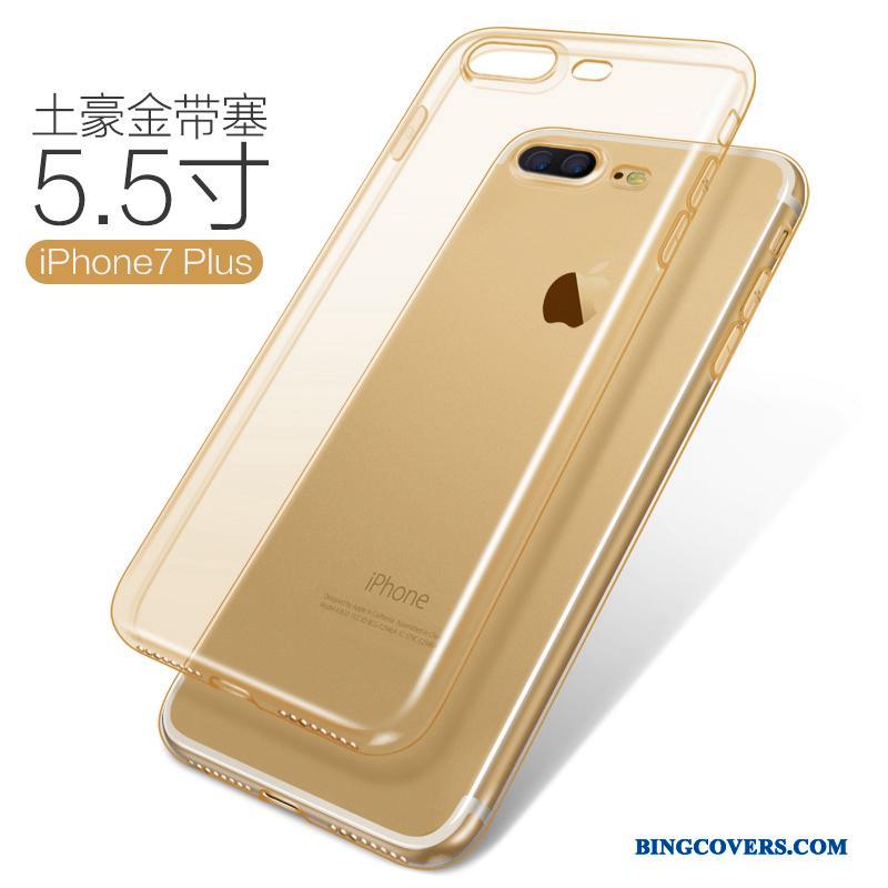 iPhone 7 Plus Guld Silikone Blød Telefon Etui Gennemsigtig Anti-fald Cover