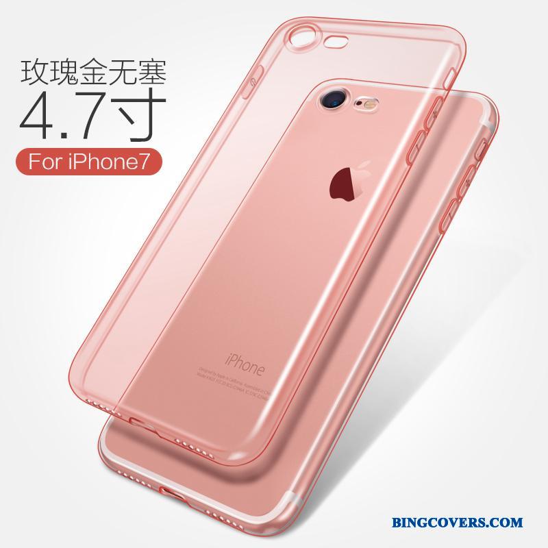 iPhone 7 Silikone Cover Gennemsigtig Beskyttelse Rosa Guld Telefon Etui Blød