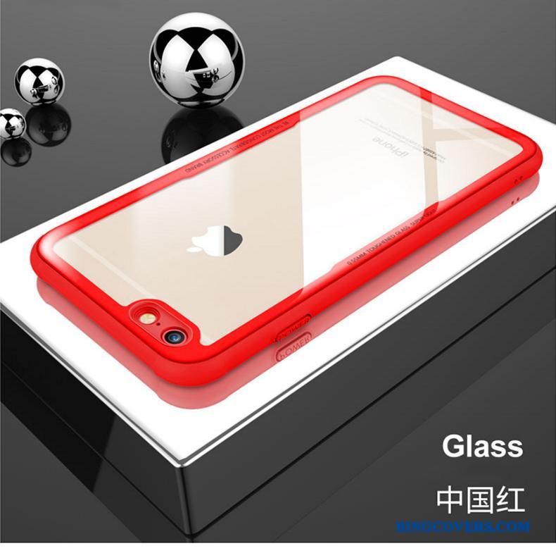 iPhone 7 Silikone Rød Etui Ny Skærmbeskyttelse Gennemsigtig Hærdet Glas