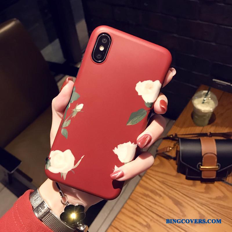 iPhone 7 Telefon Etui Anti-fald Rød Cover Simple Trend Silikone
