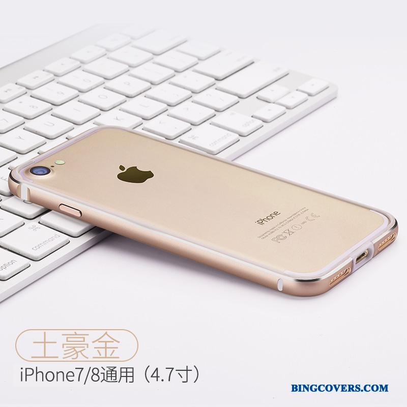 iPhone 8 Anti-fald Guld Hængende Ornamenter Telefon Etui Blød Metal Ramme