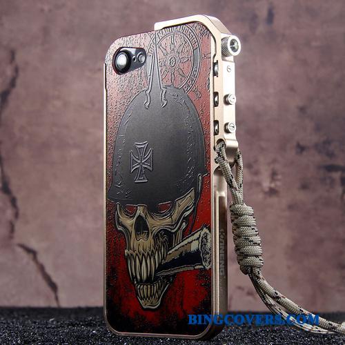iPhone 8 Anti-fald Ramme Cover Telefon Etui Maskiner Rød Metal