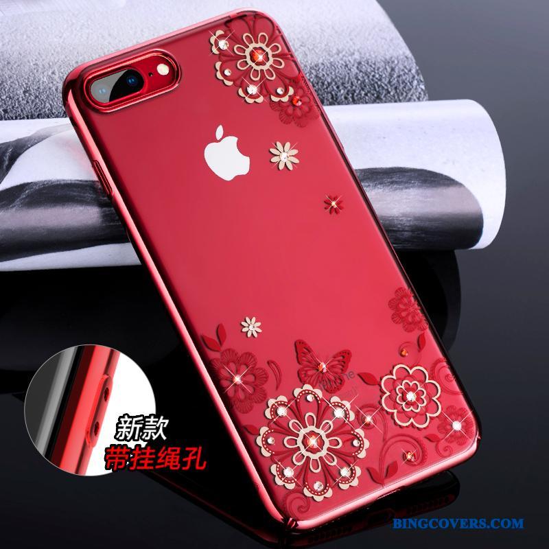 iPhone 8 Ny Luksus Rød Strass Hængende Ornamenter Anti-fald Telefon Etui