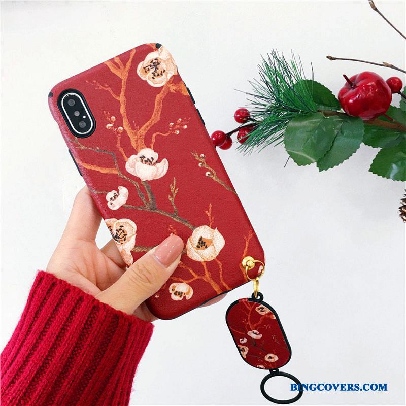 iPhone 8 Plus Cover Rød Telefon Etui Ferskentræ Hængende Ornamenter Silikone Af Personlighed