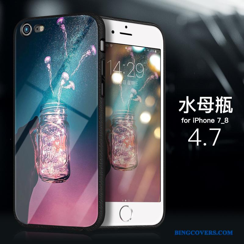 iPhone 8 Plus Etui Cover Glas Alt Inklusive Beskyttelse Lilla Blød Silikone