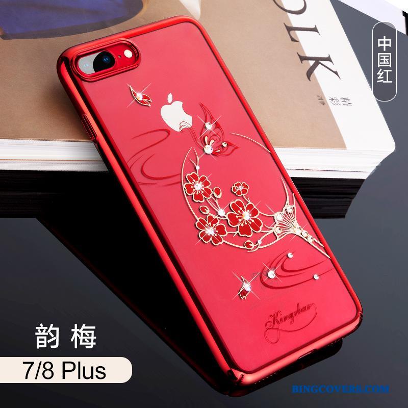 iPhone 8 Plus Etui Strass Rød Ny Cover Trend Hængende Ornamenter Anti-fald