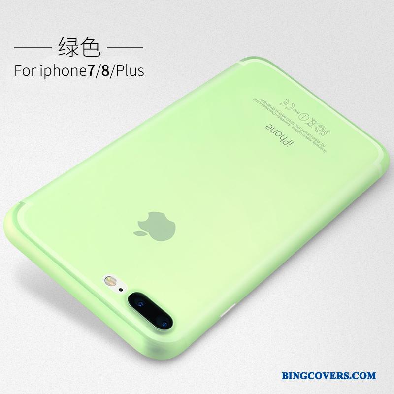 iPhone 8 Plus Etui Tynd Ny Hård Trend Grøn Nubuck Gennemsigtig