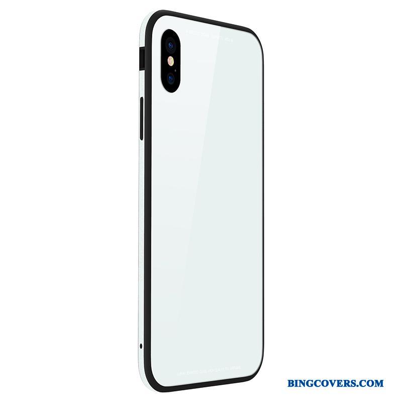 iPhone 8 Plus Hærdet Glas Cover Mobiltelefon Telefon Etui Hvid Metal Anti-fald