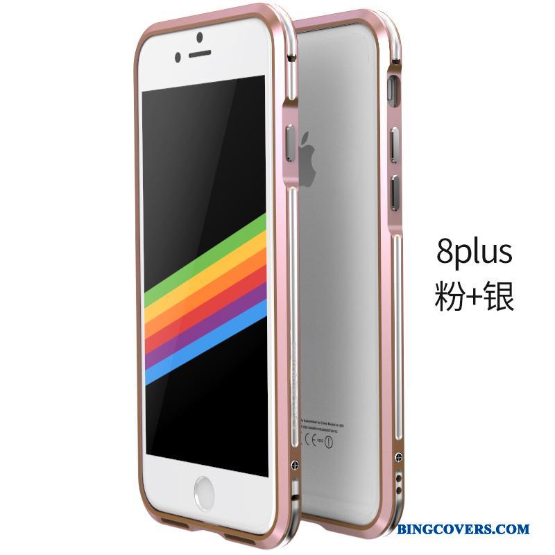 iPhone 8 Plus Telefon Etui Anti-fald Beskyttelse Ramme Cover Lyserød Simple