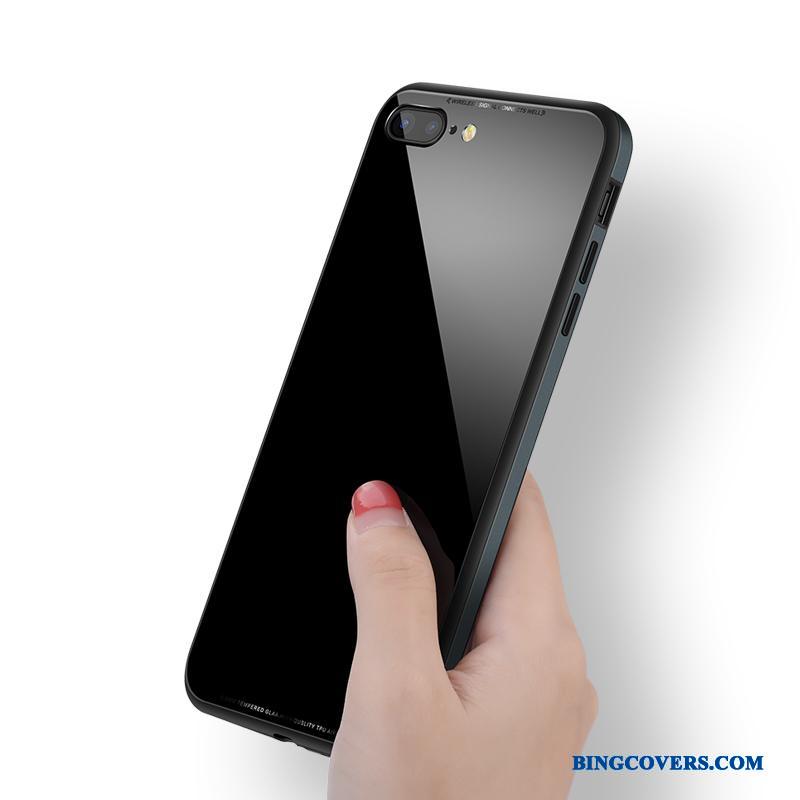 iPhone 8 Telefon Etui Glas Alt Inklusive Anti-fald Silikone Sort Cover