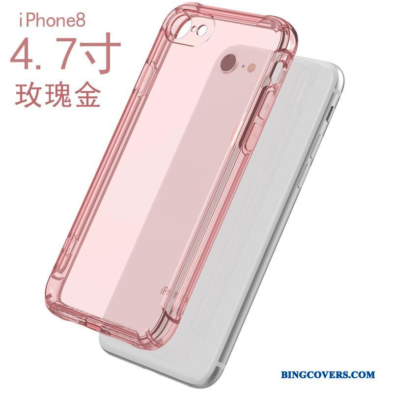 iPhone 8 Telefon Etui Rosa Guld Silikone Blød Cover Anti-fald Gennemsigtig